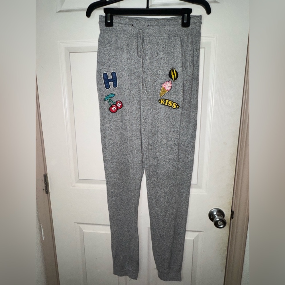 Gray Joggers with Fun Patches